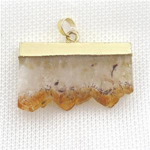 yellow Citrine Druzy slice pendant, gold plated, approx 15-35mm [GM16395]