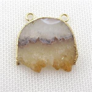 yellow Citrine Druzy slice pendant, gold plated, approx 22-30mm [GM16396]