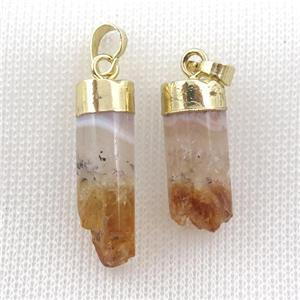 yellow Citrine Druzy column pendant, gold plated, approx 10-25mm [GM16400]