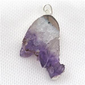 Amethyst Druzy pendant, silver plated, approx 25-45mm [GM16403]