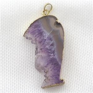 Amethyst Druzy pendant, gold plated, approx 25-45mm [GM16404]