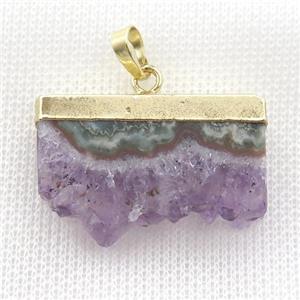 Amethyst Druzy slice pendant, gold plated, approx 15-35mm [GM16418]