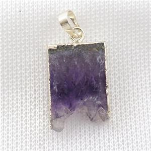 Amethyst Druzy slab pendant, silver plated, approx 15-23mm [GM16425]