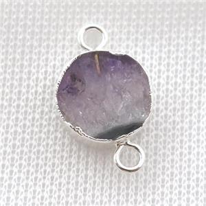 Amethyst circle connector, silver plated, approx 15mm [GM16429]
