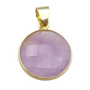 purple Amethyst circle pendant, approx 16mm dia [GM16432]