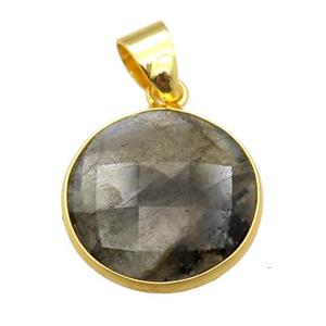 Labradorite circle pendant, approx 16mm dia [GM16434]