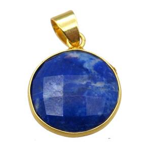 blue Lapis Lazuli circle pendant, approx 16mm dia [GM16436]
