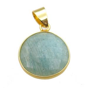green Amazonite circle pendant, approx 16mm dia [GM16437]