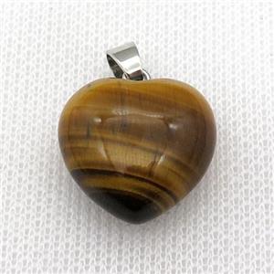 yellow Tiger eye stone heart pendant, approx 20mm [GM16445]