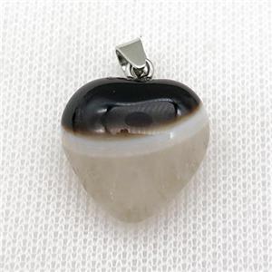 Agate druzy heart pendant, approx 20mm [GM16447]