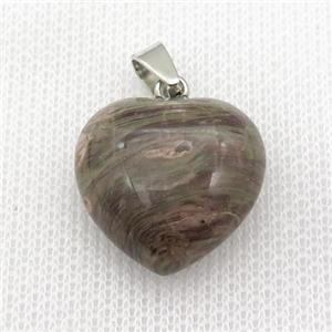 Mexican Crazy Agate heart pendant, approx 20mm [GM16448]