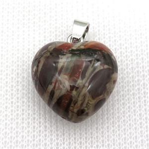 Ocean Jasper heart pendant, approx 20mm [GM16449]
