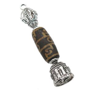 tibetan style Agate pendant, antique silver, approx 14-70mm [GM16463]