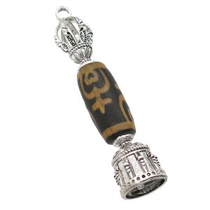 tibetan style Agate pendant, antique silver, approx 14-70mm [GM16464]