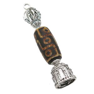 tibetan style Agate pendant, antique silver, approx 14-70mm [GM16465]