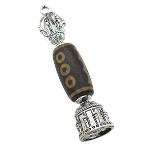 tibetan style Agate pendant, antique silver, approx 14-70mm [GM16466]