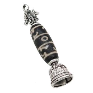 tibetan style Agate pendant, antique silver, approx 12-55mm [GM16468]