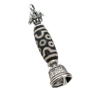 tibetan style Agate pendant, eye, antique silver, approx 12-55mm [GM16471]