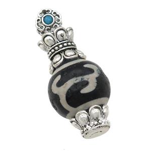 tibetan style Agate pendant, antique silver, approx 20-40mm [GM16473]