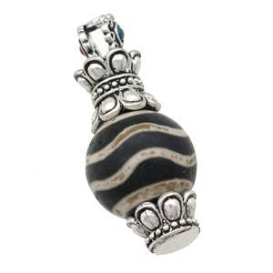 tibetan style Agate pendant, antique silver, approx 20-40mm [GM16474]