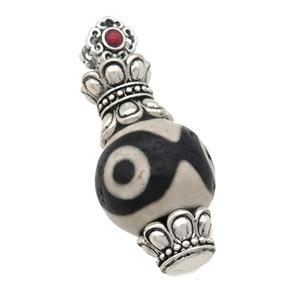 tibetan style Agate pendant, antique silver, approx 20-40mm [GM16475]