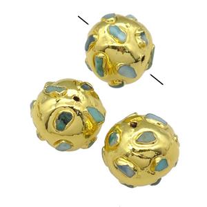 green Australian Chrysoprase round beads, gold plated, approx 20mm [GM16493]