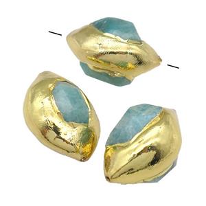 green Amazonite oval beads, gold plated, approx 20-30mm [GM16495]
