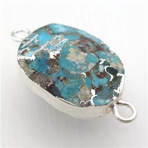 blue Mosaic Turquoise over connector, point, silver plated, approx 18-25mm [GM16529]