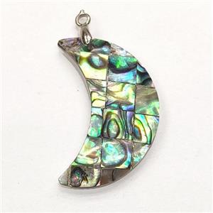 multicolor Abalone Shell moon pendant, approx 13-30mm [GM16554]