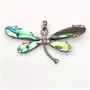 multicolor Abalone Shell dragonfly pendant, approx 27-61mm [GM16555]