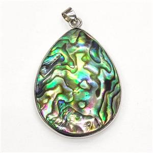 multicolor Abalone Shell teardrop pendant, approx 31-41mm [GM16559]