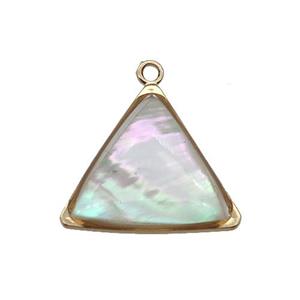 Pearlized Shell triangle pendant, gold plated, approx 14mm [GM16570]