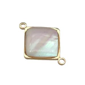 Pearlized Shell square connector , gold plated, approx 14mm [GM16571]
