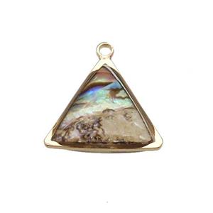 Abalone Shell triangle pendant, gold plated, approx 14mm [GM16575]