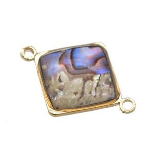 Abalone Shell square connector , gold plated, approx 14mm [GM16578]