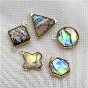 Abalone Shell pendant, gold plated, mixed shape, approx 14mm [GM16579]
