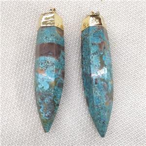blue Ocean Jasper bullet pendant, gold plated, approx 16-65mm [GM16590]