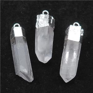 Clear Quartz stick pendant, silver plated, approx 8-30mm [GM16593]