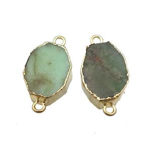 green Australian Chrysoprase connector, freeform, gold plated, approx 12-18mm [GM16596]
