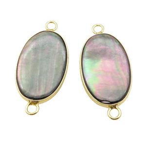 gray Abalone Shell oval connector, gold plated, approx 15-25mm [GM16597]