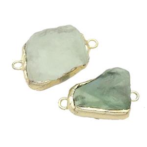 green Fluorite slice connector, freeform, gold plated, approx 20-30mm [GM16600]