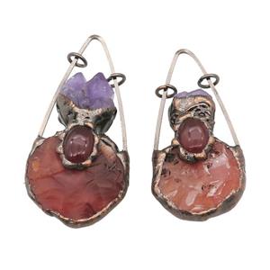 Rock Agate pendant with amethyst, antique red, approx 35-80mm [GM16606]
