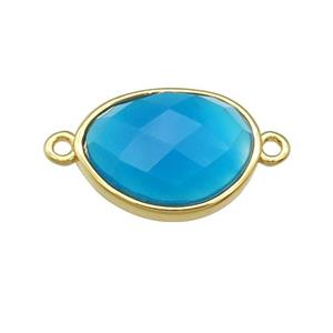 blue Agate teardrop connector, gold plated, approx 12-16mm [GM16607]