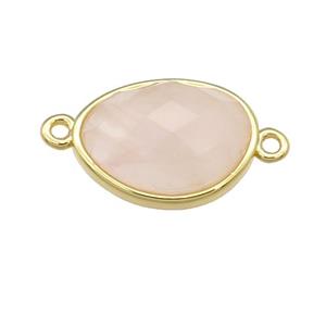Rose Quartz teardrop connector, gold plated, approx 12-16mm [GM16609]