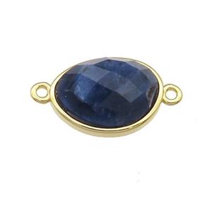 Sodalite teardrop connector, gold plated, approx 12-16mm [GM16611]