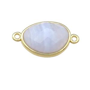Blue Lace Agate teardrop connector, gold plated, approx 12-16mm [GM16613]