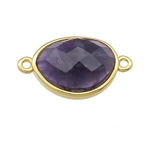 Amethyst teardrop connector, gold plated, approx 12-16mm [GM16614]