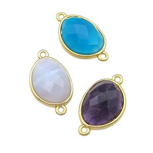 mix Gemstone teardrop connector, gold plated, approx 12-16mm [GM16615]
