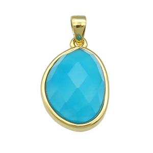 blue Agate teardrop pendant, gold plated, approx 12-16mm [GM16616]