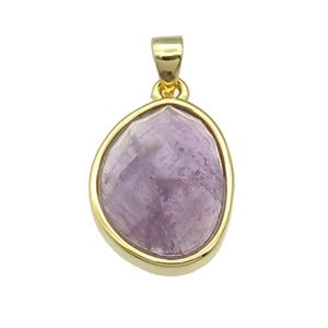 Amethyst teardrop pendant, gold plated, approx 12-16mm [GM16619]